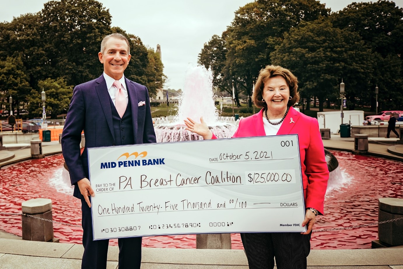 PA Breast Cancer Coalition Donation Check